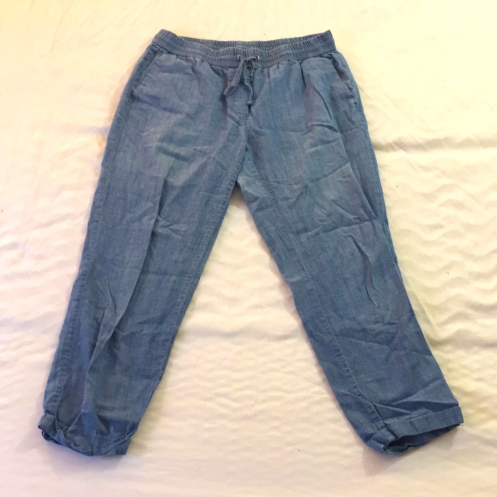 Chambray tie waist pants